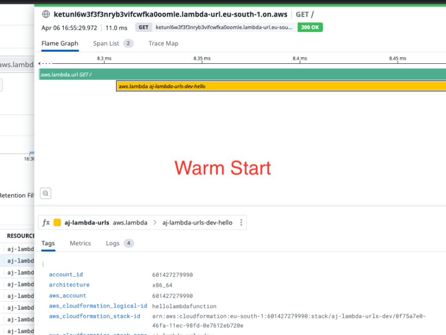 Function URLs Warm Start